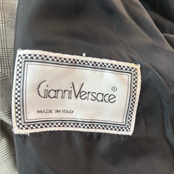 Gianni Versace Vintage Grey Checked Double-Breasted Blazer Dress 1990’s Size US6 - Picture 8 of 10